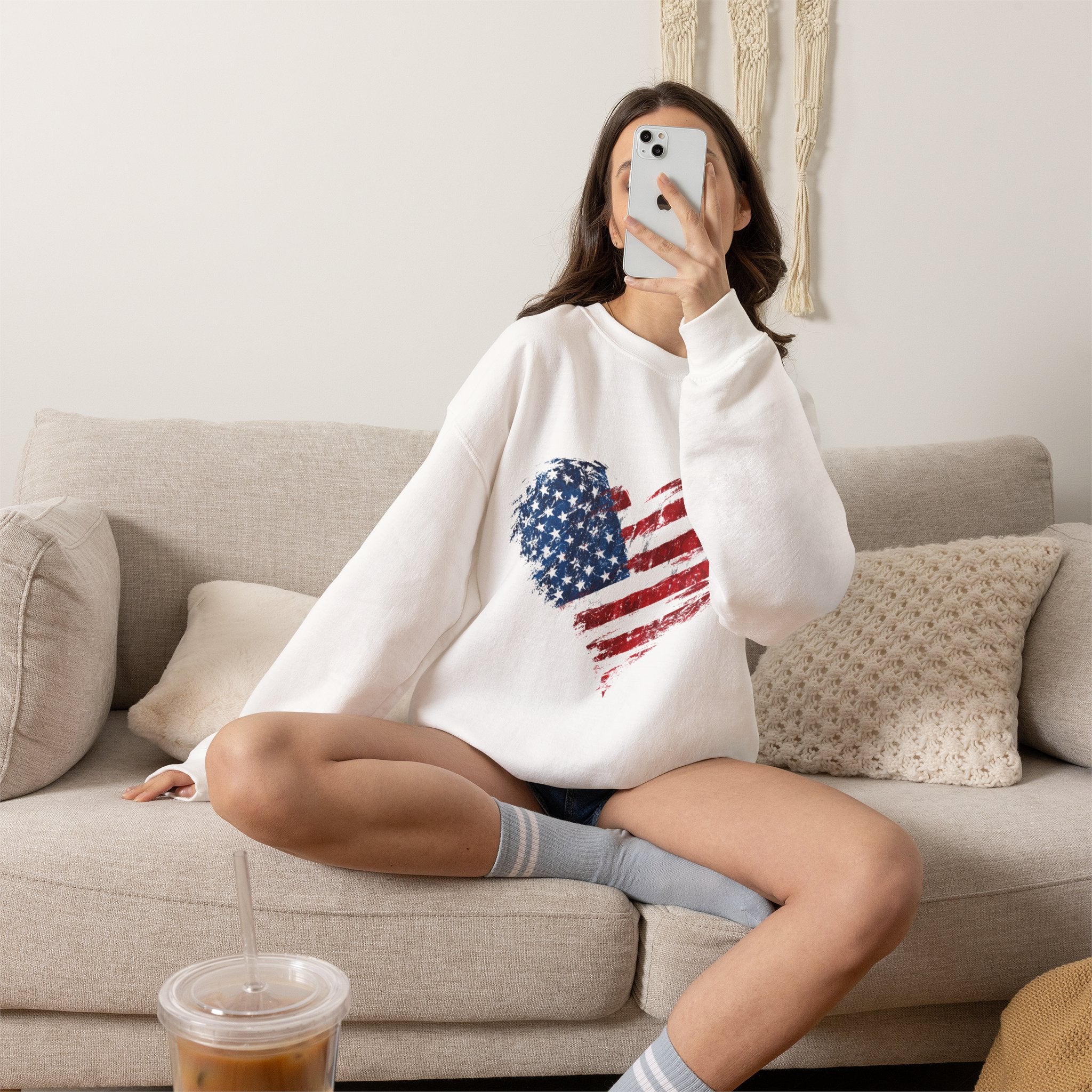 American Flag Heart Sweatshirt