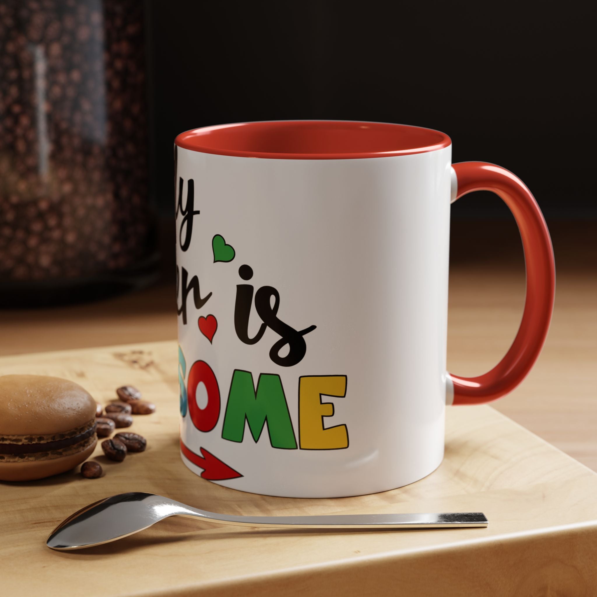 My Sister Is Awesome Coffee Mug — Colorful Heart & Arrow Accent Mug (11/15oz)