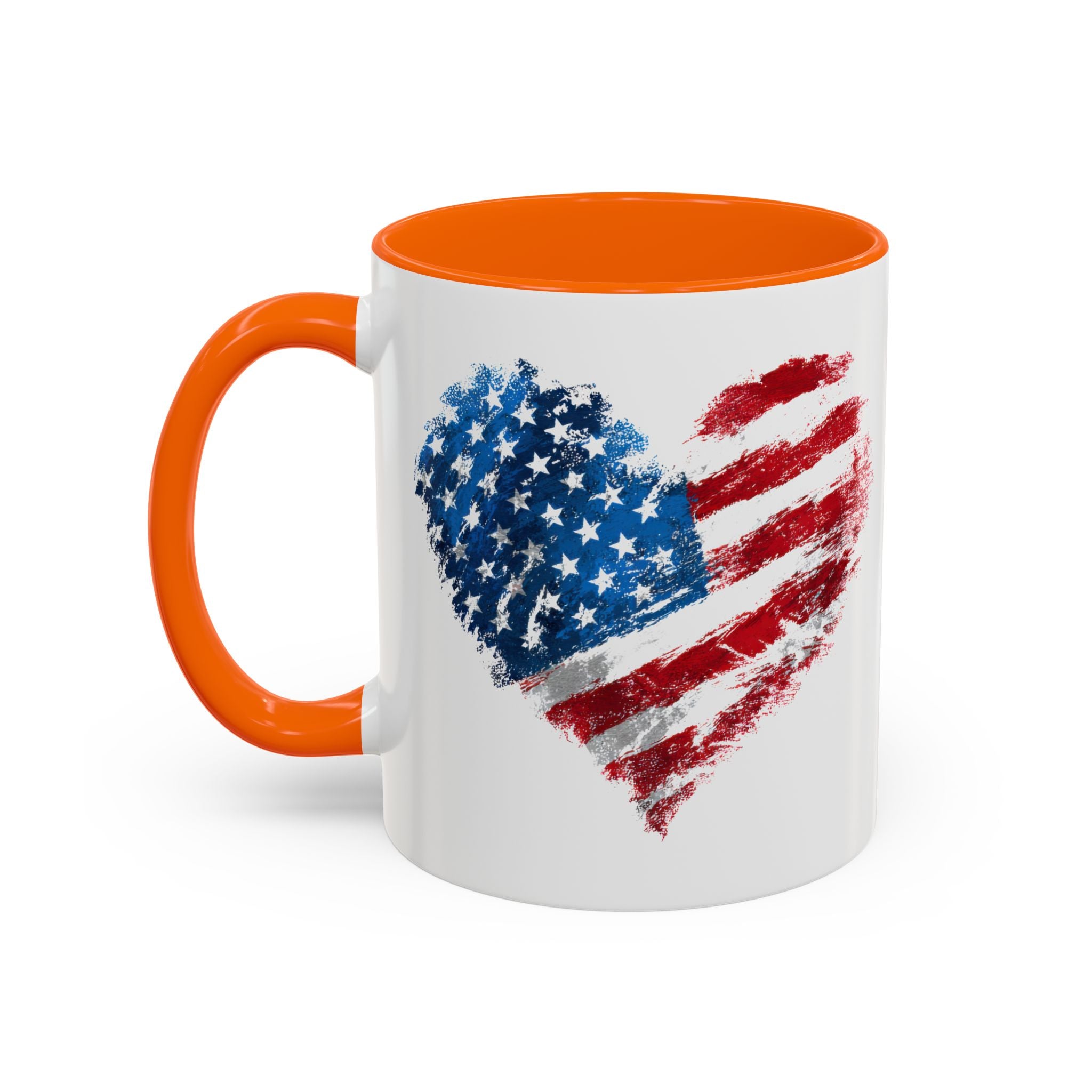 American Flag Heart Accent Coffee Mug – Patriotic 11/15oz Tea & Coffee Cup