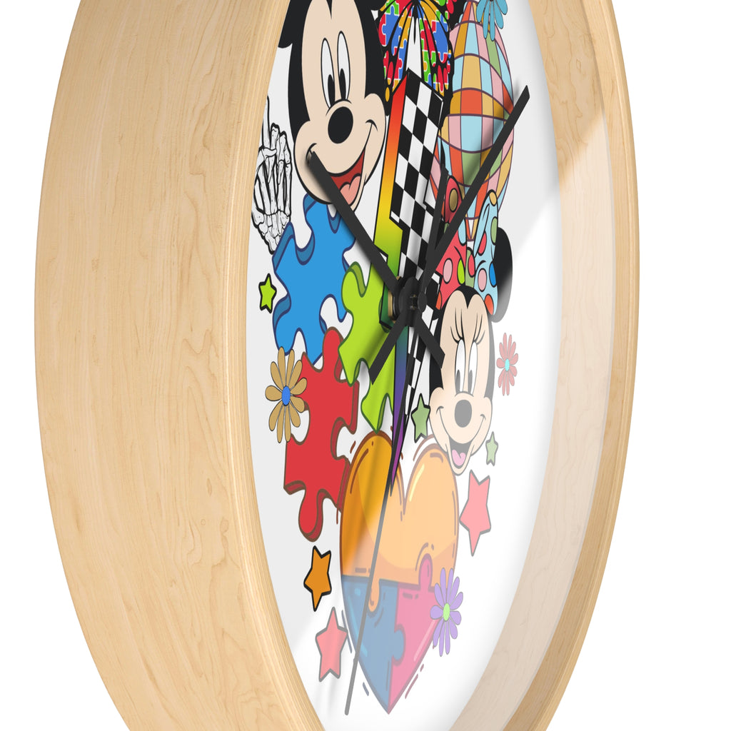 Colorful Cartoon Character Puzzle Heart Wall Clock