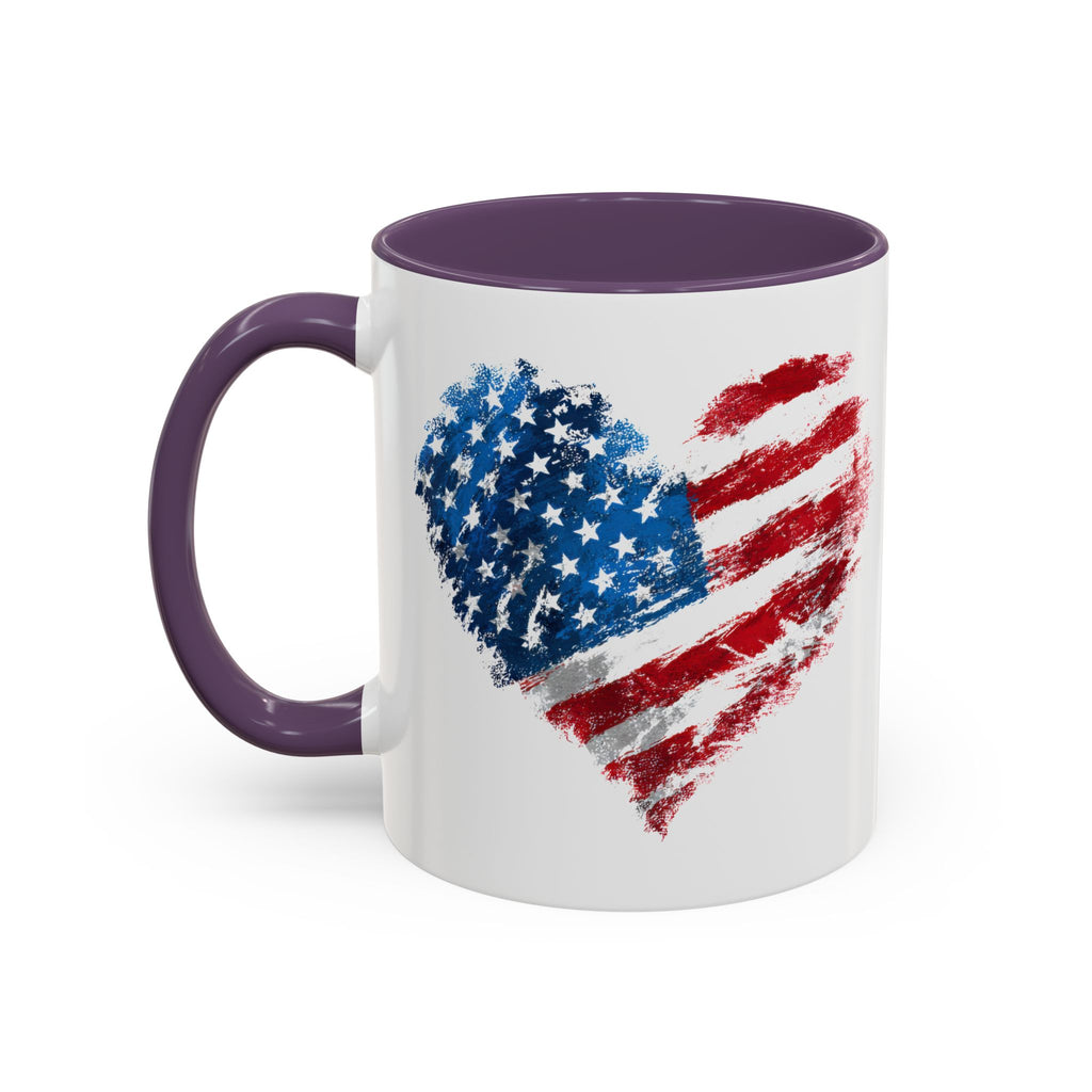 American Flag Heart Accent Coffee Mug – Patriotic 11/15oz Tea & Coffee Cup