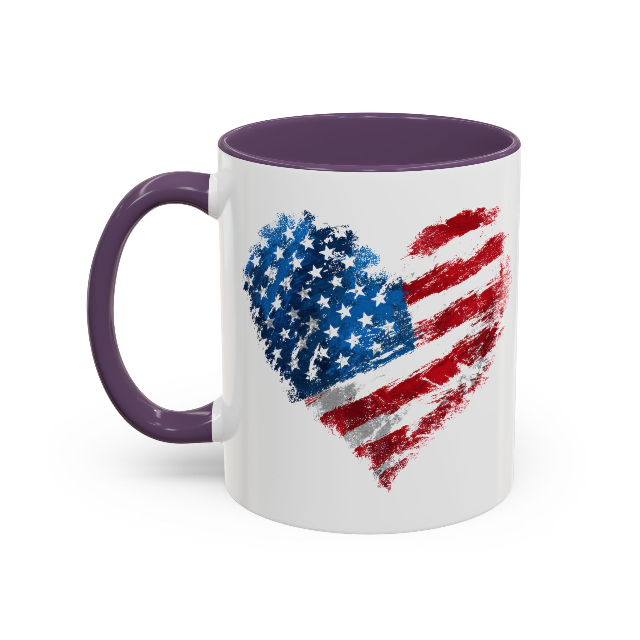 American Flag Heart Accent Coffee Mug – Patriotic 11/15oz Tea & Coffee Cup