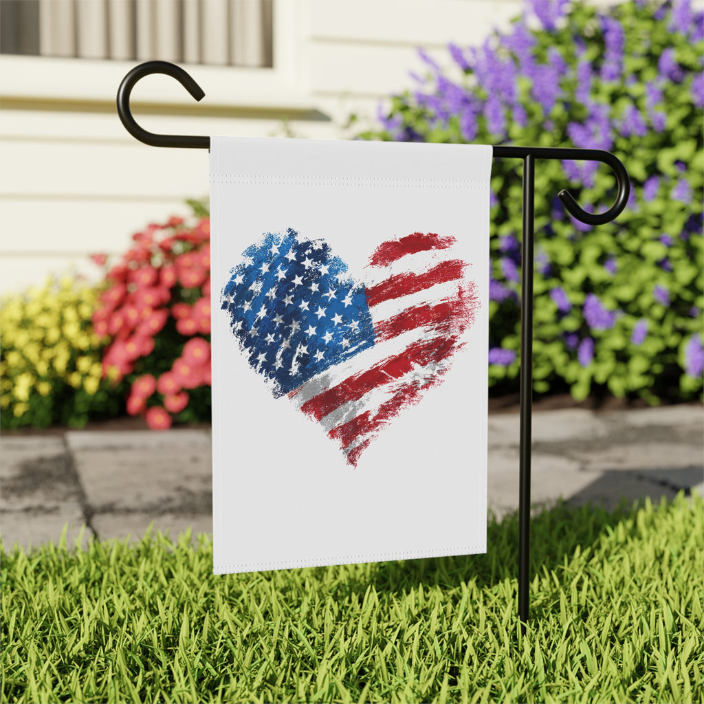 American Flag Heart Garden Banner