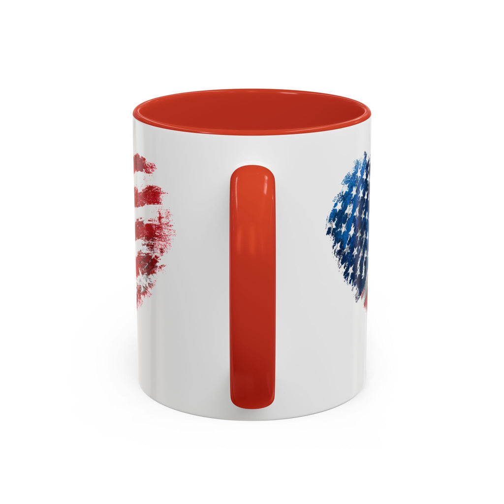 American Flag Heart Accent Coffee Mug – Patriotic 11/15oz Tea & Coffee Cup