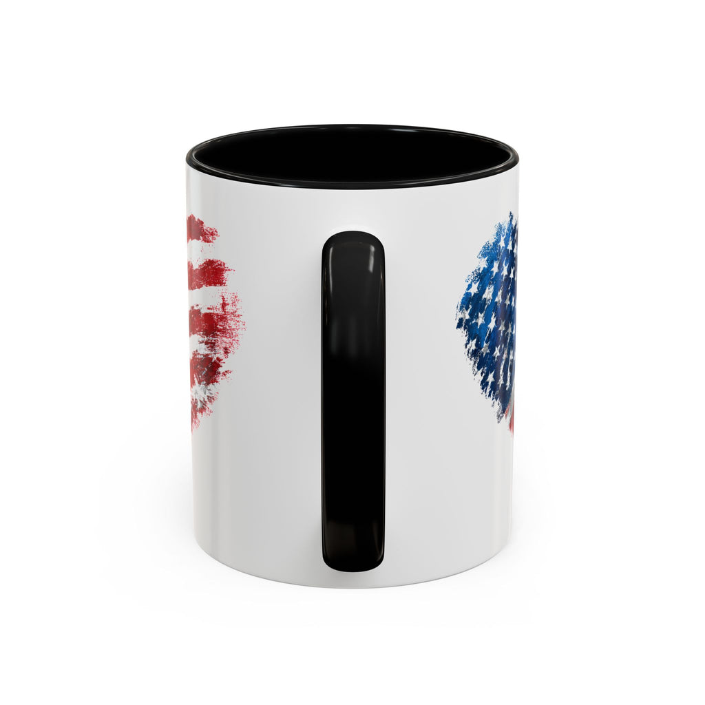 American Flag Heart Accent Coffee Mug – Patriotic 11/15oz Tea & Coffee Cup
