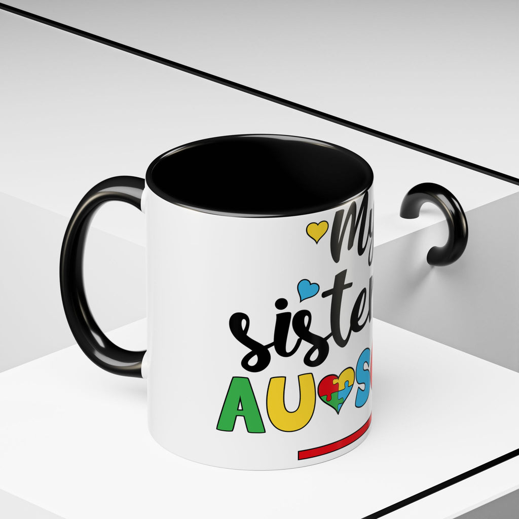 My Sister Is Awesome Coffee Mug — Colorful Heart & Arrow Accent Mug (11/15oz)