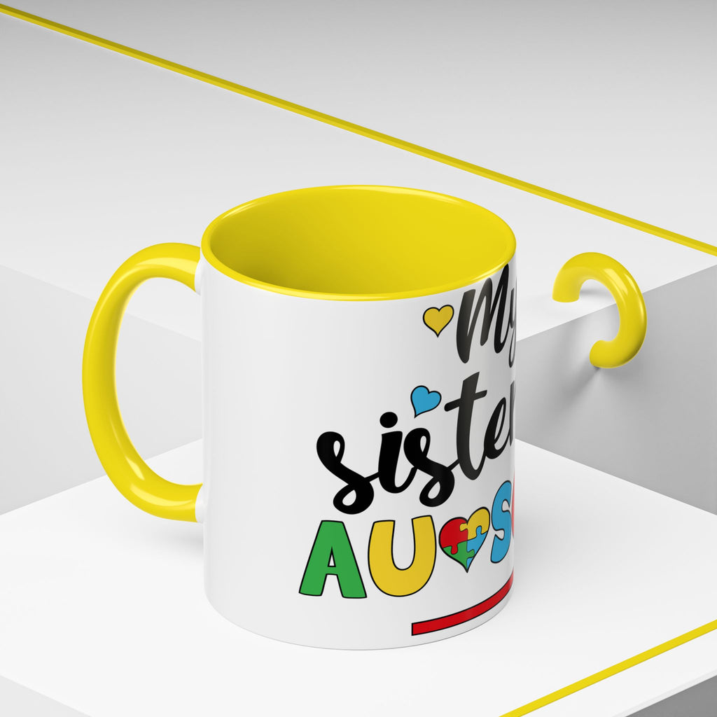 My Sister Is Awesome Coffee Mug — Colorful Heart & Arrow Accent Mug (11/15oz)