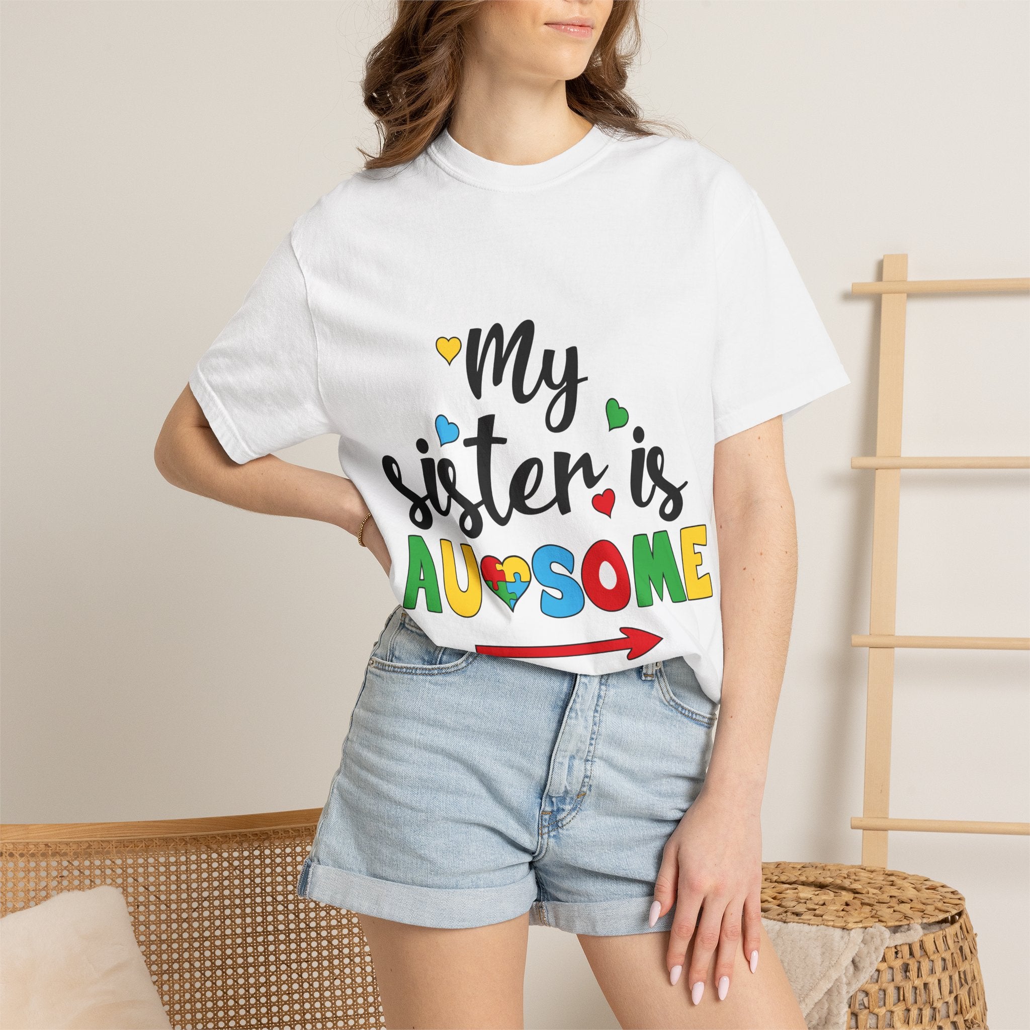 T-Shirt — "My Sister Is Awesome" Colorful Autism Awareness Tee