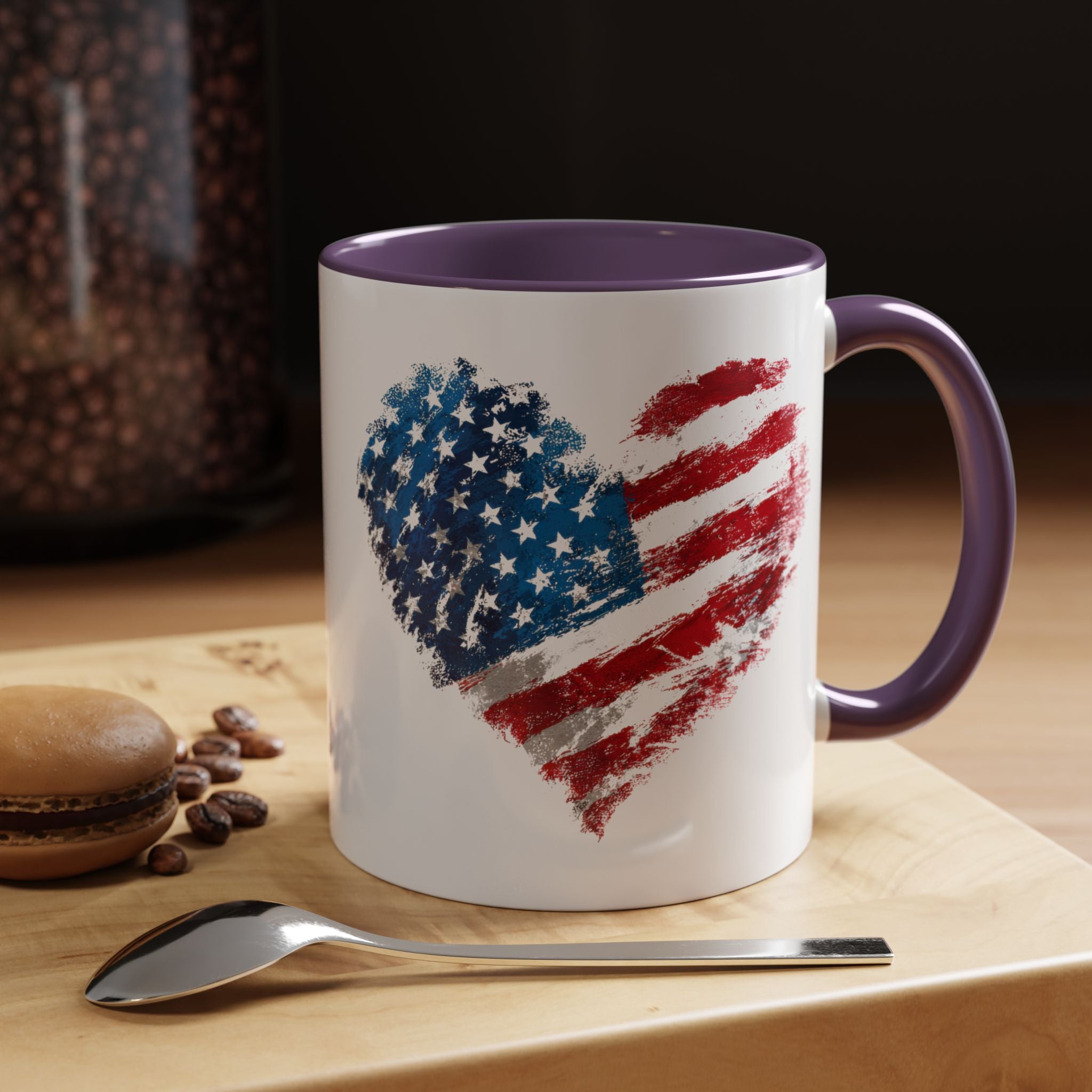 American Flag Heart Accent Coffee Mug – Patriotic 11/15oz Tea & Coffee Cup