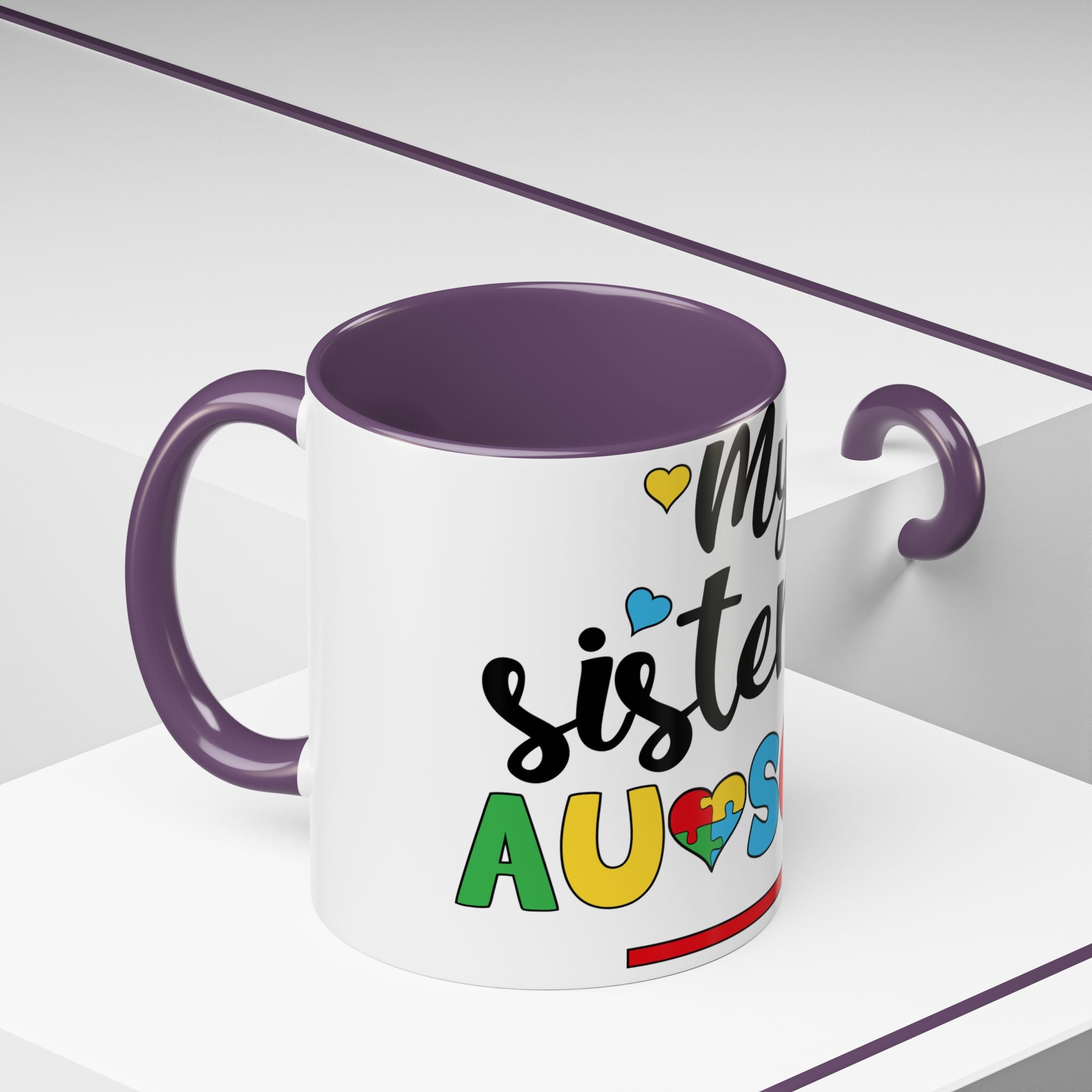 My Sister Is Awesome Coffee Mug — Colorful Heart & Arrow Accent Mug (11/15oz)