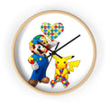 Autism Awareness Puzzle Ribbon Wall Clock — Colorful Character Design