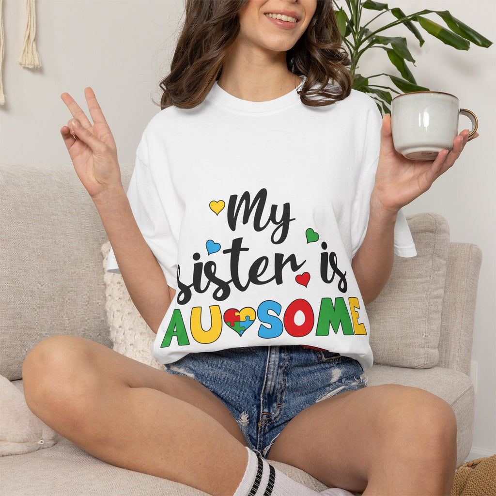 T-Shirt — "My Sister Is Awesome" Colorful Autism Awareness Tee