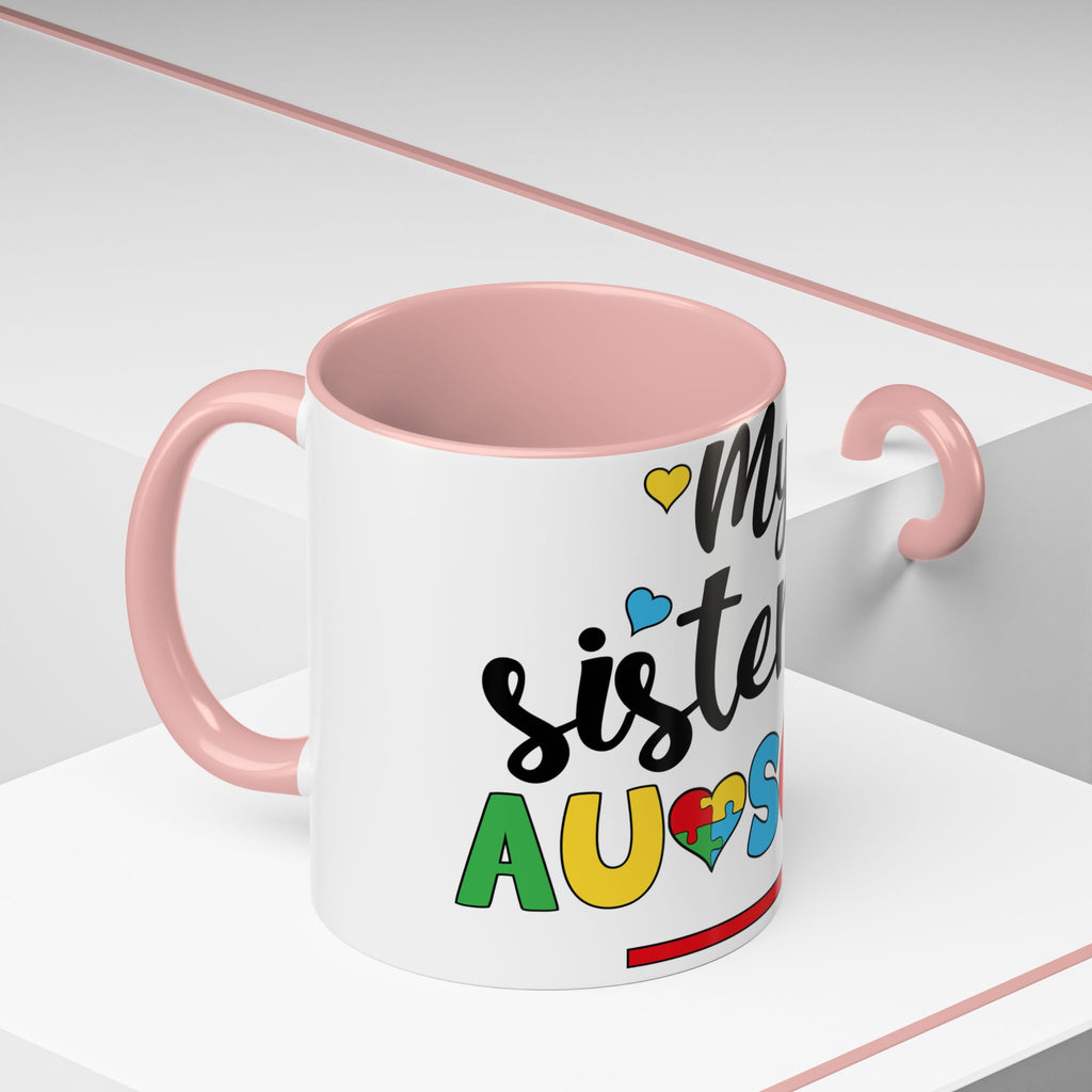 My Sister Is Awesome Coffee Mug — Colorful Heart & Arrow Accent Mug (11/15oz)