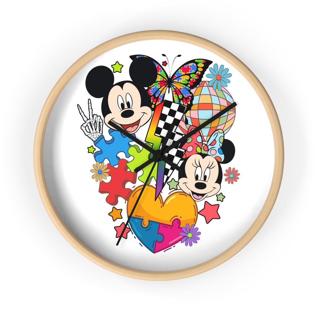 Colorful Cartoon Character Puzzle Heart Wall Clock