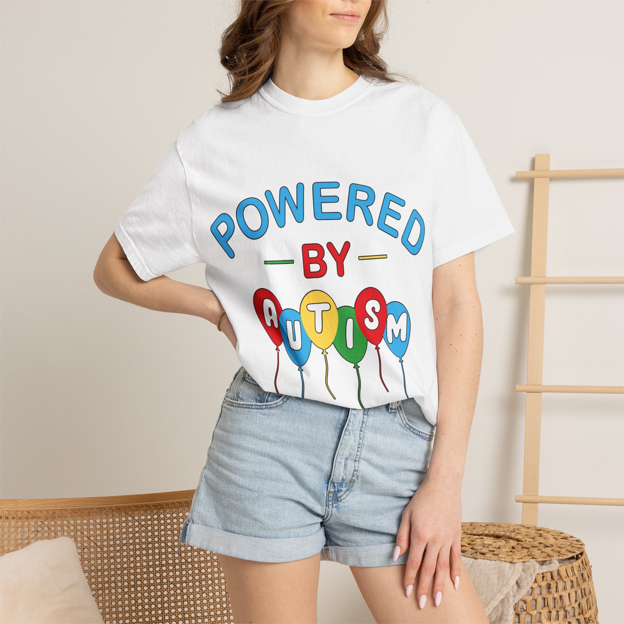 Powered by Autism T-Shirt — Autism Awareness Balloon Graphic Tee