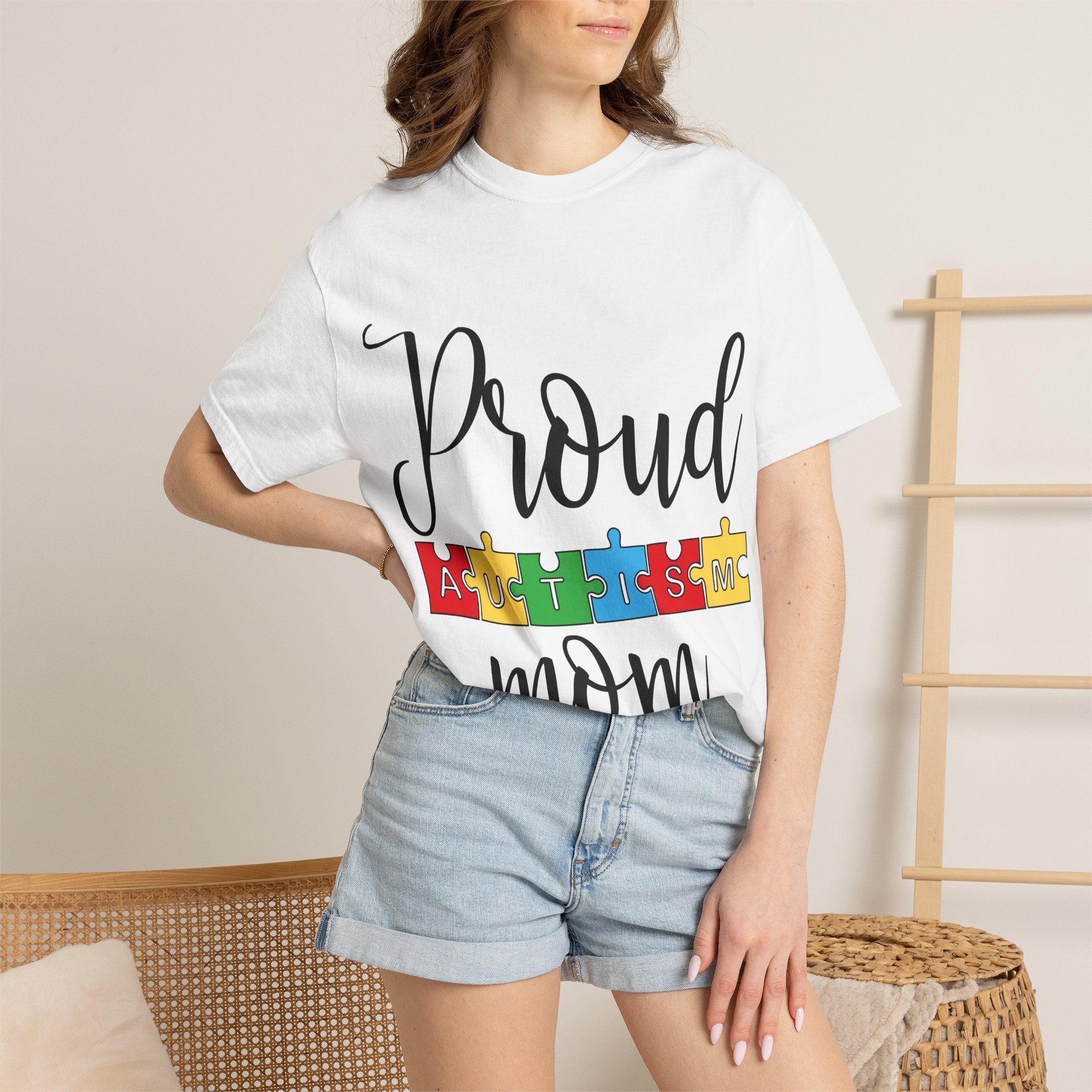 Proud Autism Mom T-Shirt — Colorful Puzzle Piece Awareness Tee