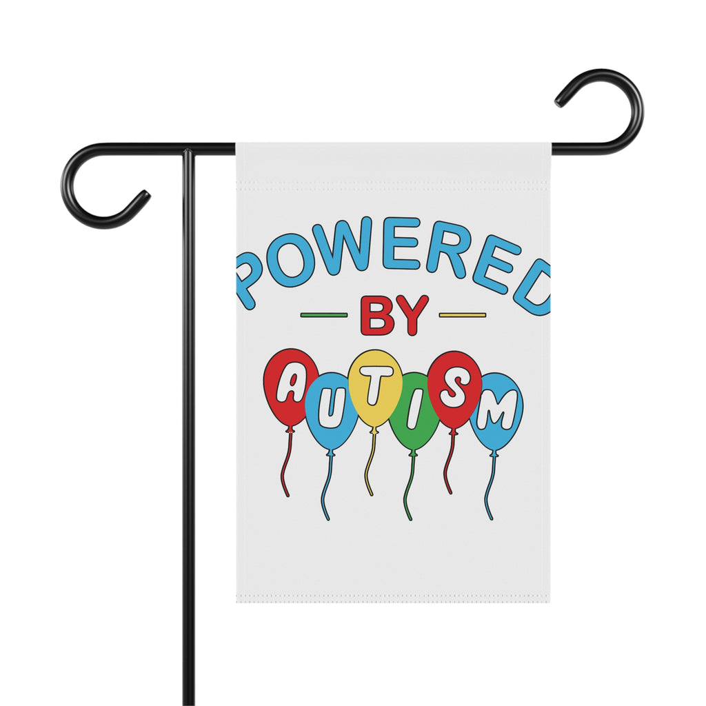 Garden Flag - "Powered by Autism" Colorful Balloon Awareness Banner