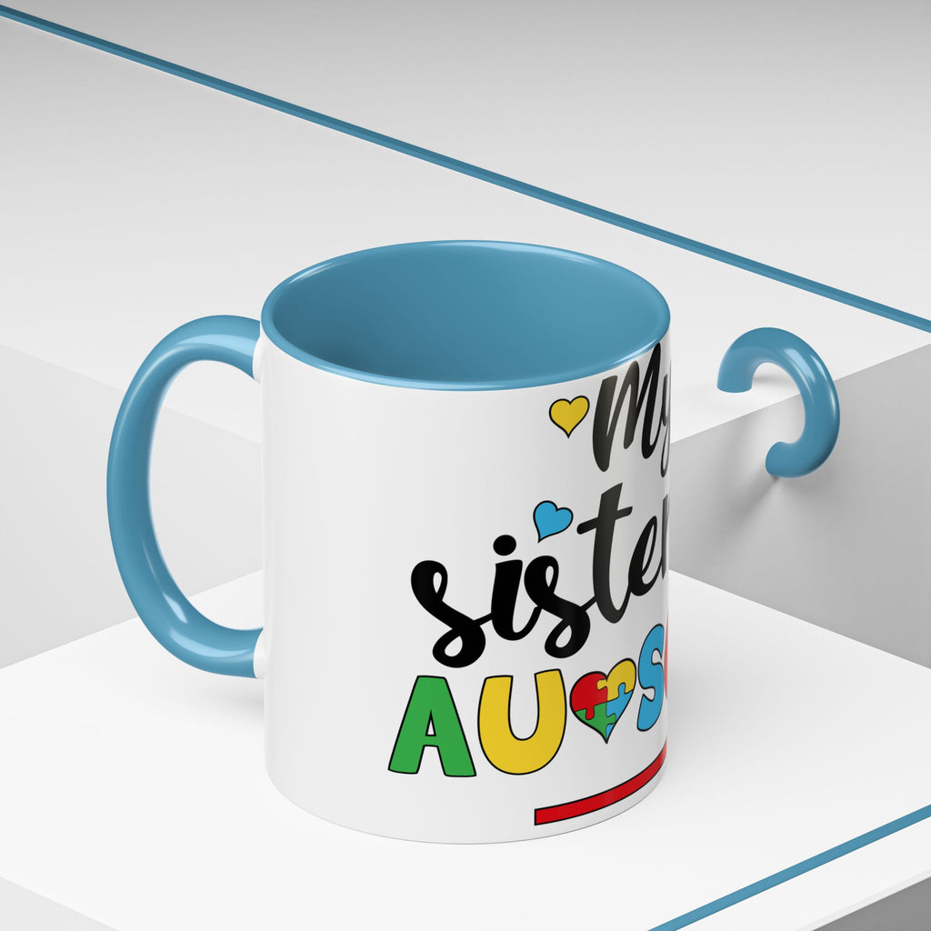 My Sister Is Awesome Coffee Mug — Colorful Heart & Arrow Accent Mug (11/15oz)