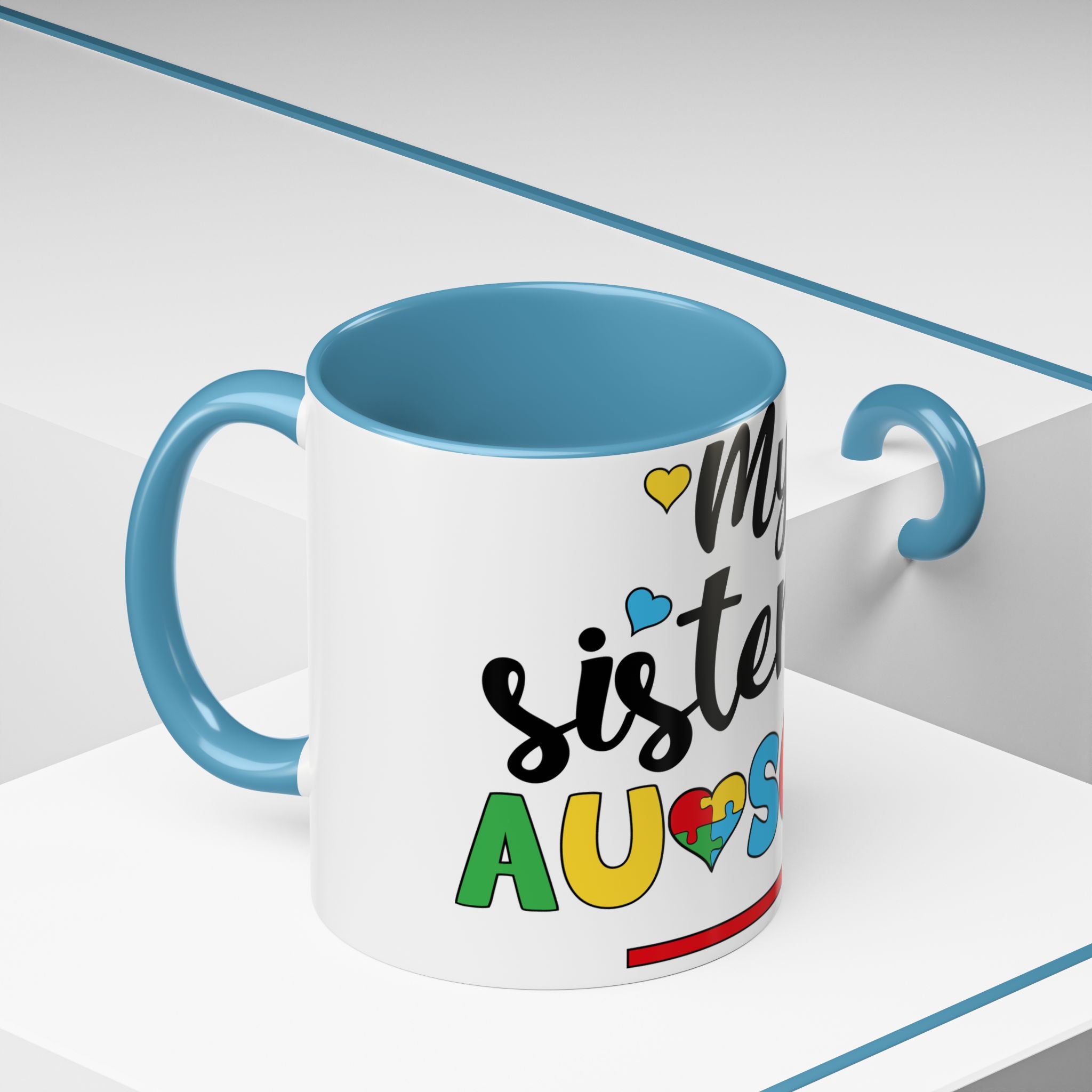 My Sister Is Awesome Coffee Mug — Colorful Heart & Arrow Accent Mug (11/15oz)