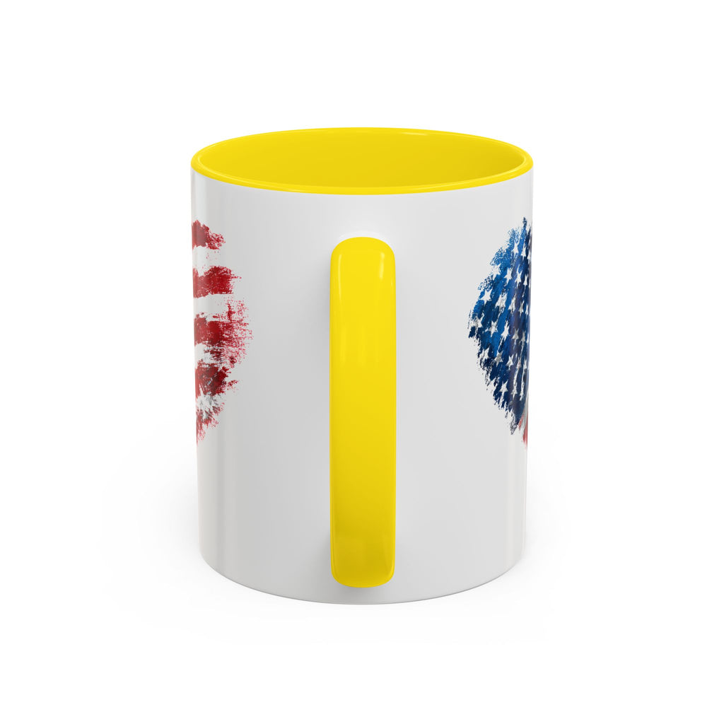 American Flag Heart Accent Coffee Mug – Patriotic 11/15oz Tea & Coffee Cup