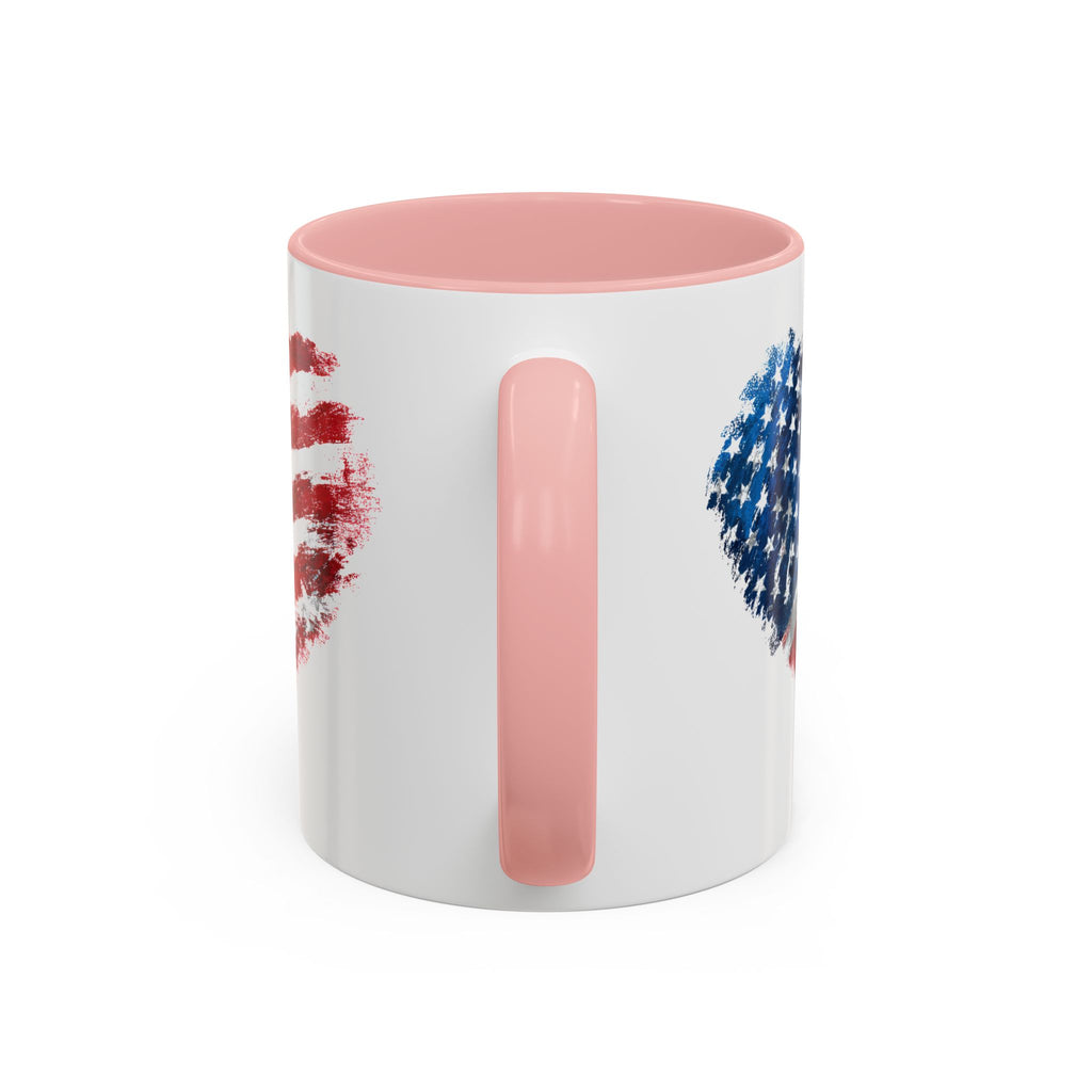 American Flag Heart Accent Coffee Mug – Patriotic 11/15oz Tea & Coffee Cup