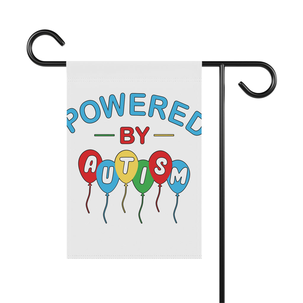 Garden Flag - "Powered by Autism" Colorful Balloon Awareness Banner