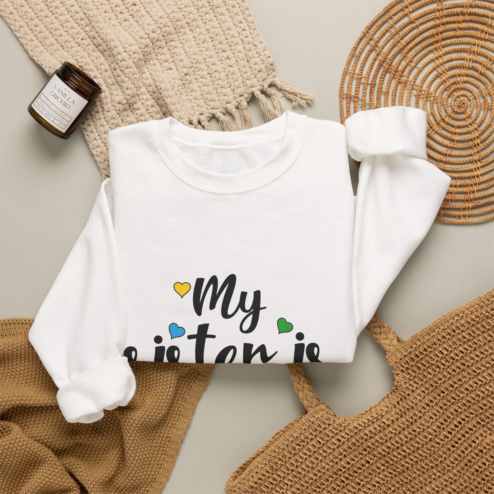 Sweatshirt - "My Sister Is Awesome" Colorful Arrow Crewneck (Sister Gift)