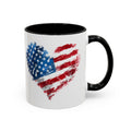 American Flag Heart Accent Coffee Mug – Patriotic 11/15oz Tea & Coffee Cup