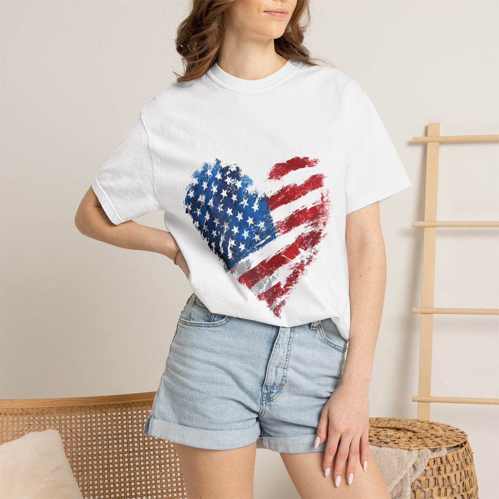 American Flag Heart T-Shirt — Patriotic USA Pride Tee