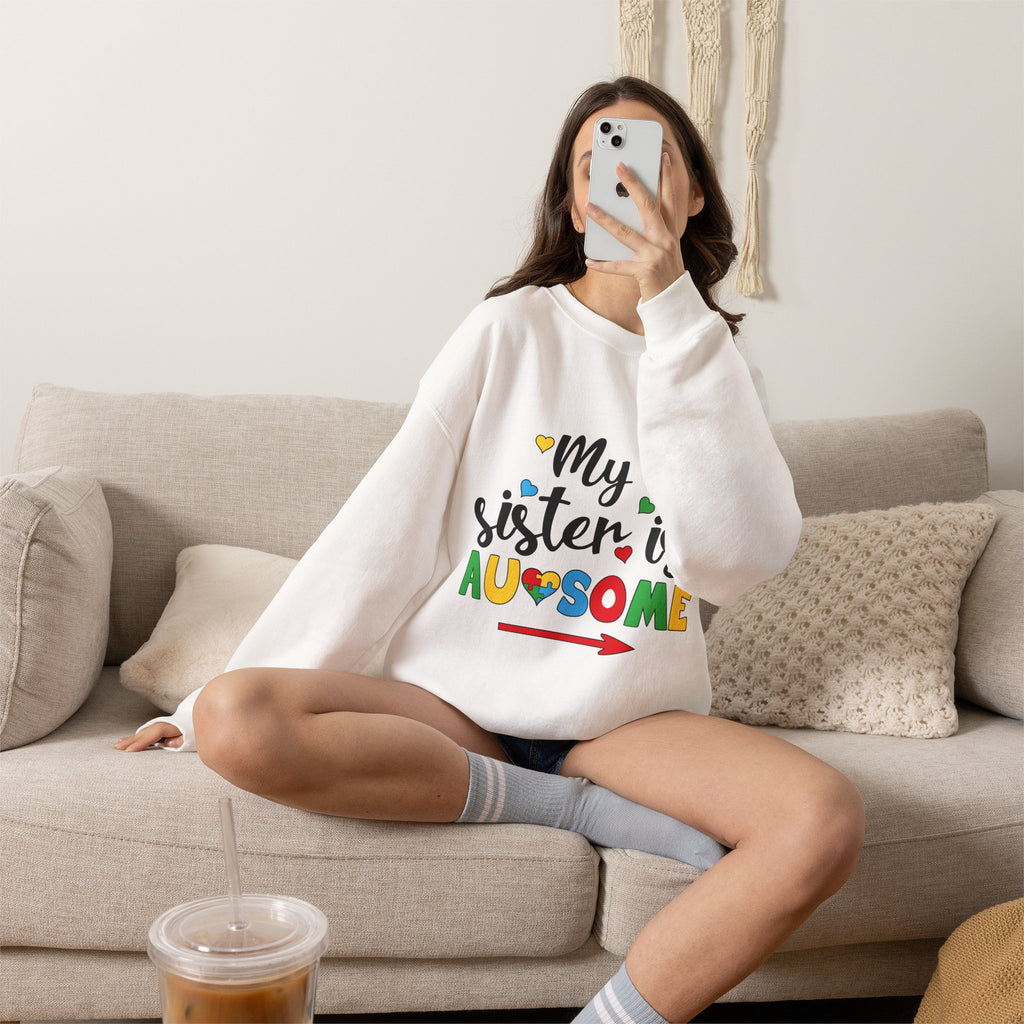 Sweatshirt - "My Sister Is Awesome" Colorful Arrow Crewneck (Sister Gift)
