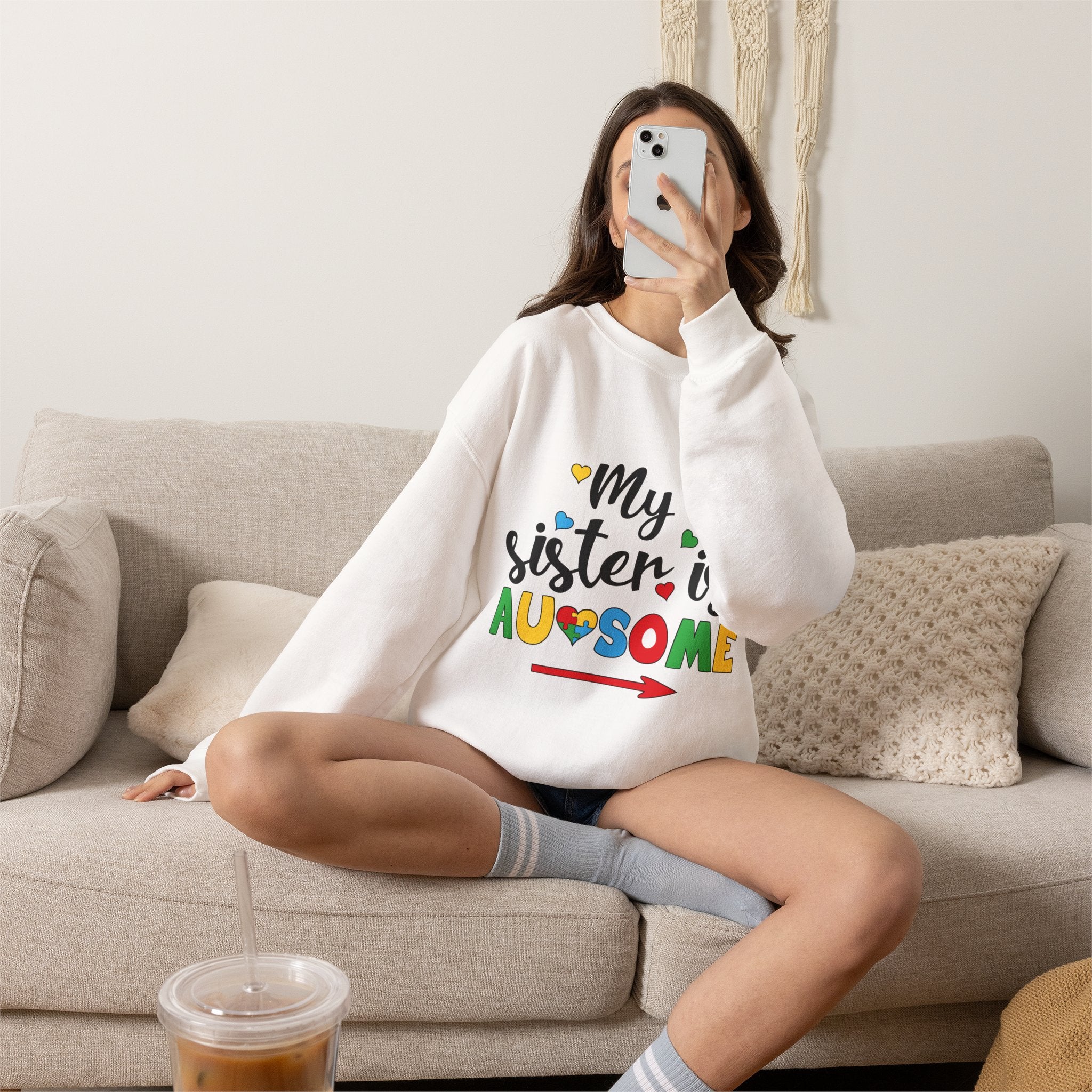 Sweatshirt - "My Sister Is Awesome" Colorful Arrow Crewneck (Sister Gift)