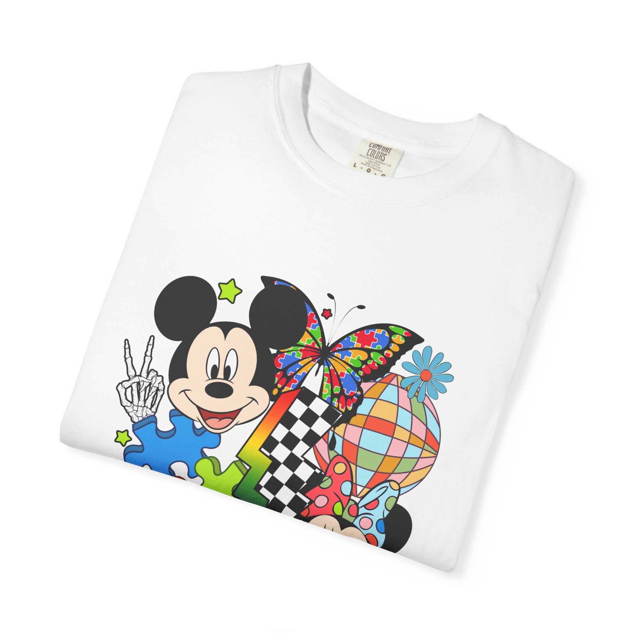 Mickey & Minnie Colorful Puzzle Heart T-Shirt