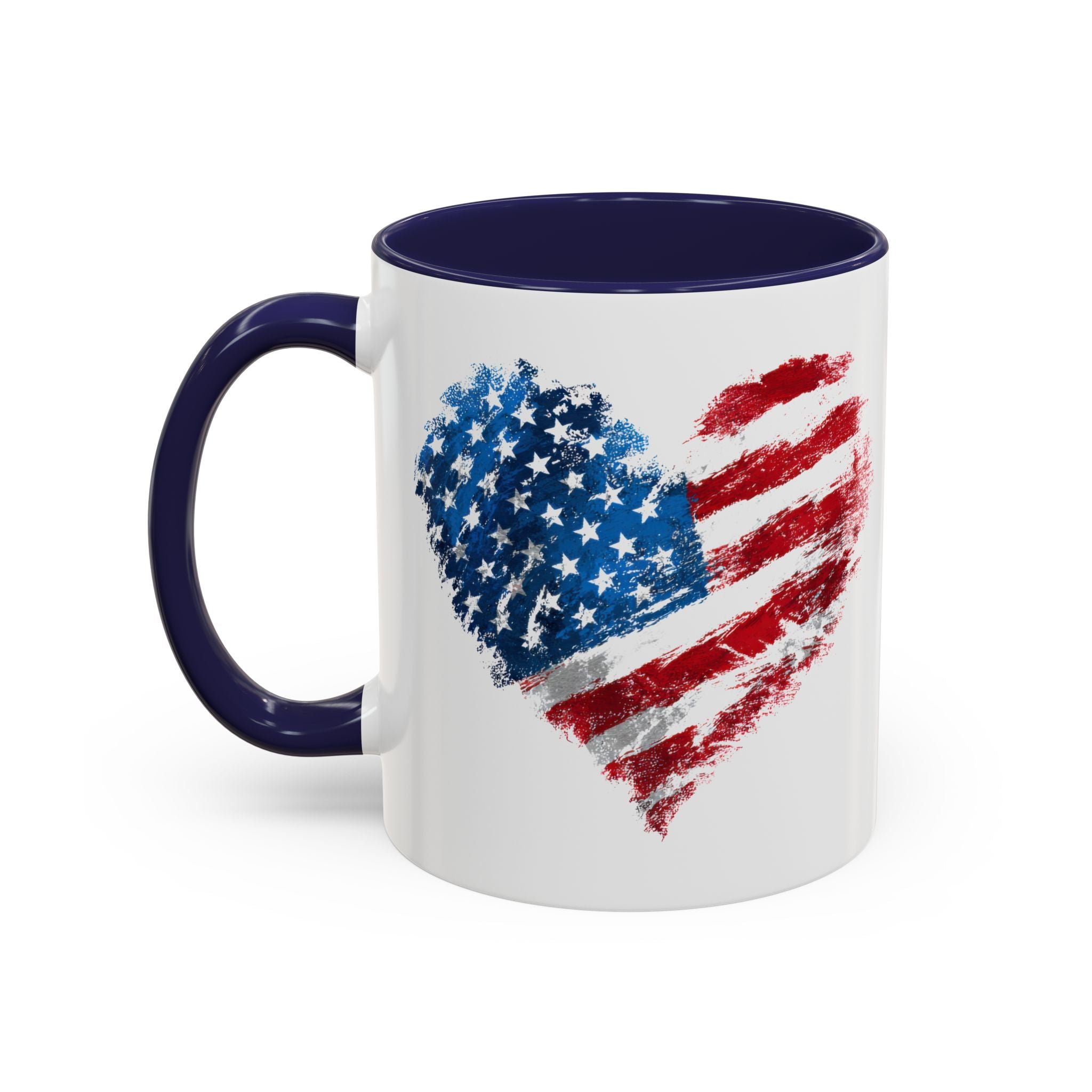 American Flag Heart Accent Coffee Mug – Patriotic 11/15oz Tea & Coffee Cup
