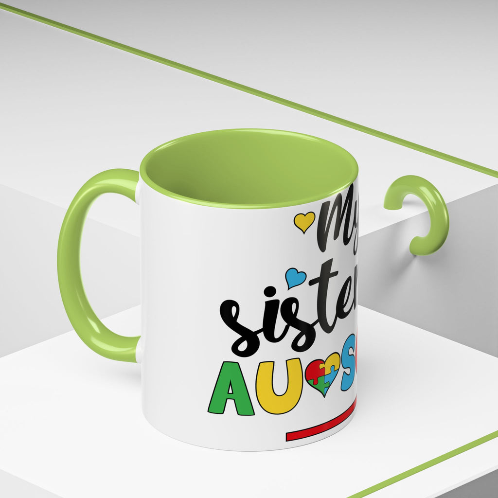 My Sister Is Awesome Coffee Mug — Colorful Heart & Arrow Accent Mug (11/15oz)