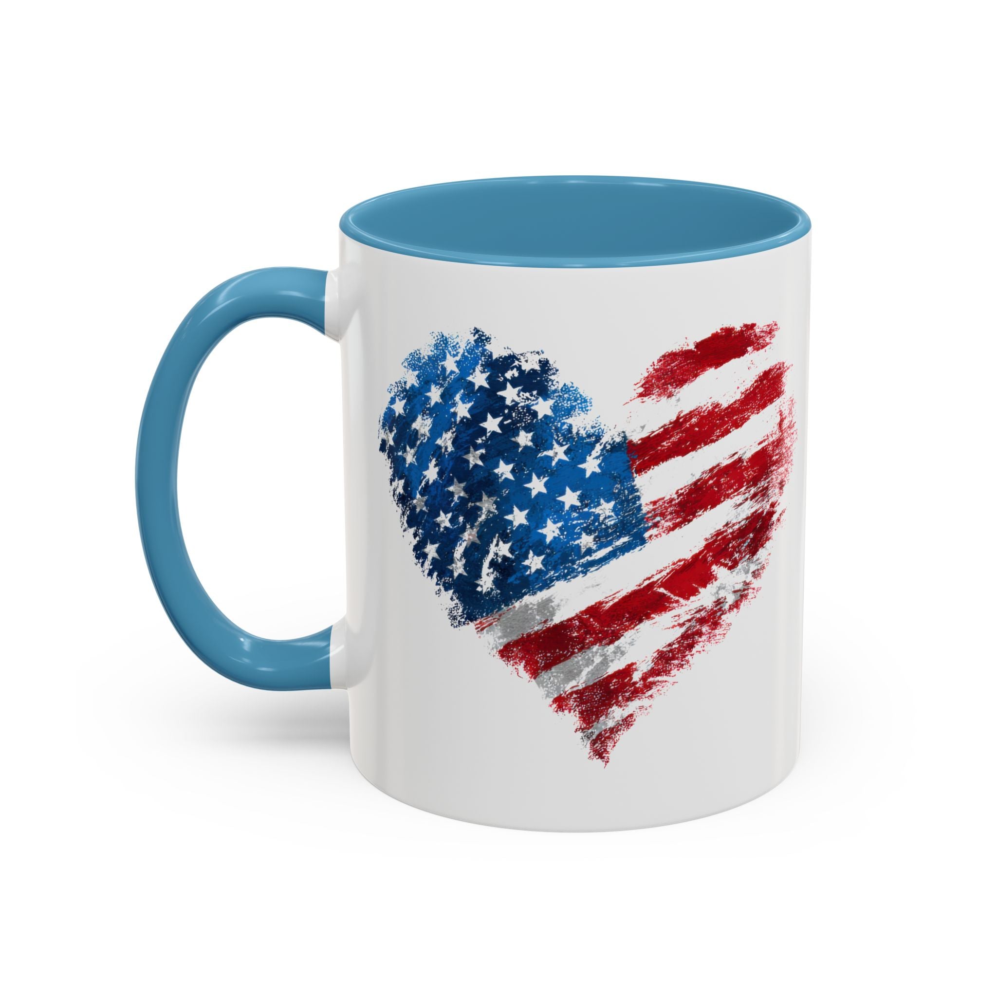 American Flag Heart Accent Coffee Mug – Patriotic 11/15oz Tea & Coffee Cup