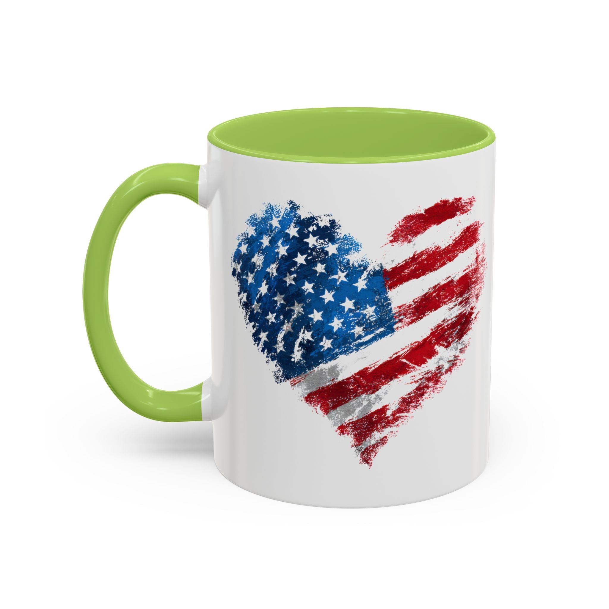 American Flag Heart Accent Coffee Mug – Patriotic 11/15oz Tea & Coffee Cup