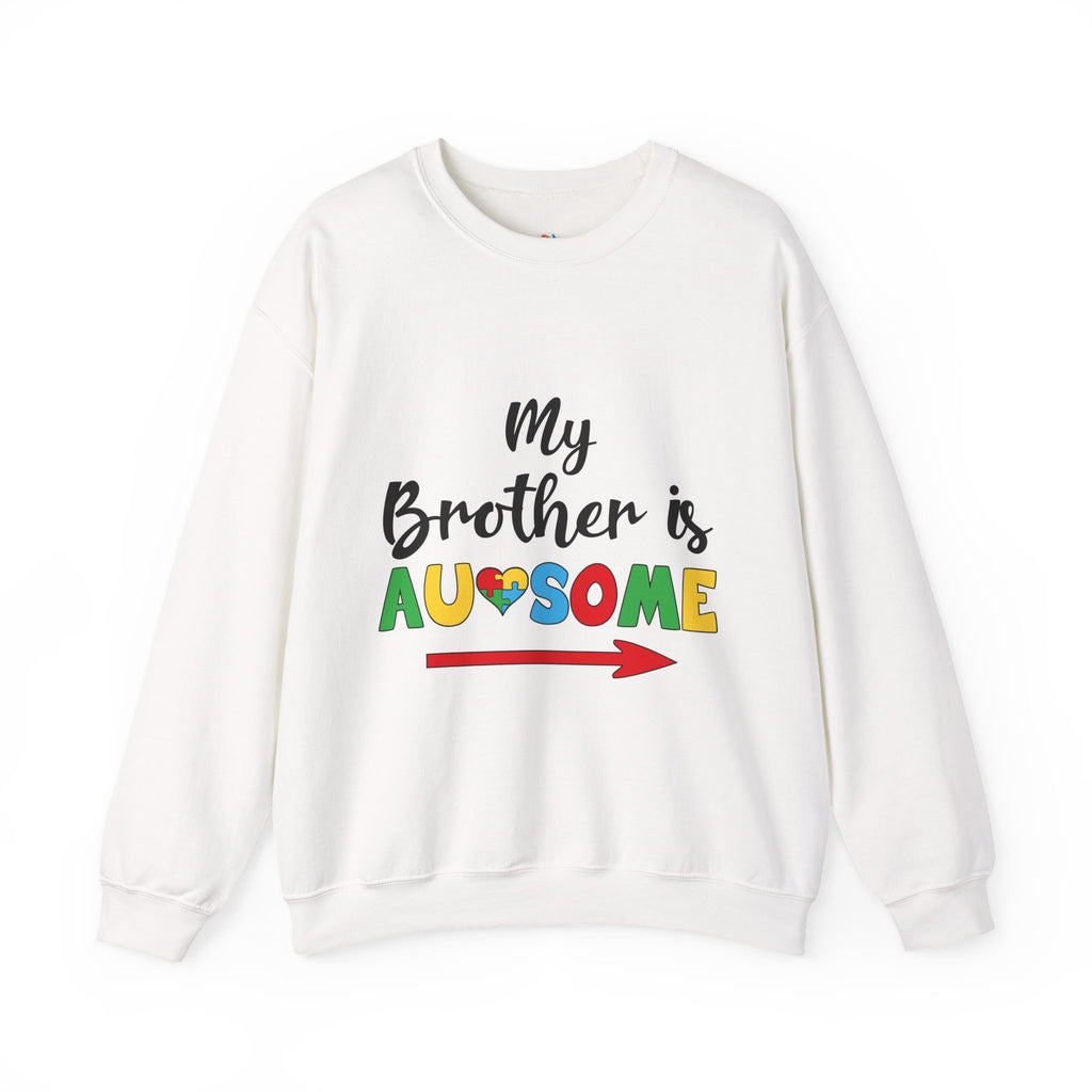 Crewneck Sweatshirt – “My Brother is Awesome” Colorful Sibling Pride Pullover