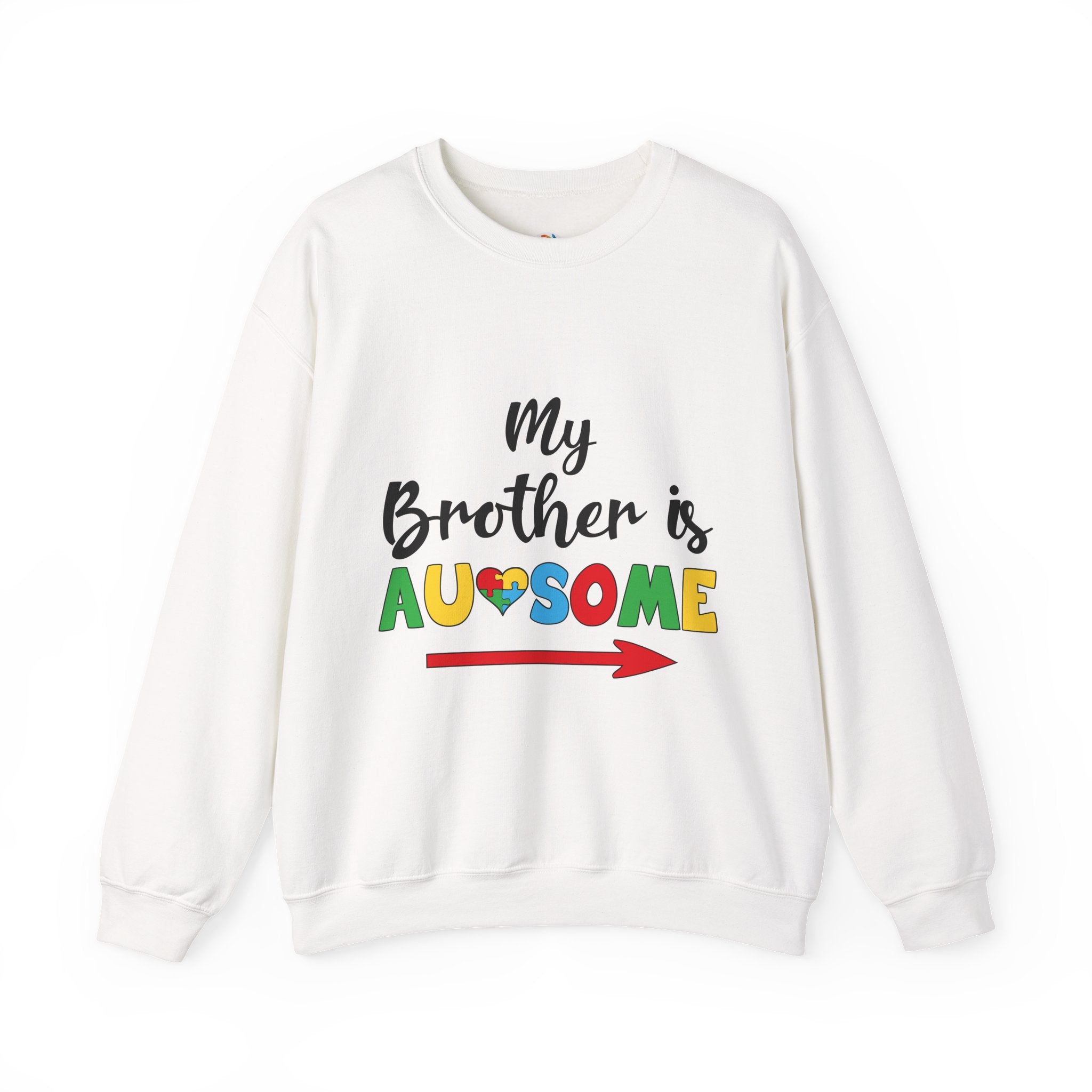 Crewneck Sweatshirt – “My Brother is Awesome” Colorful Sibling Pride Pullover
