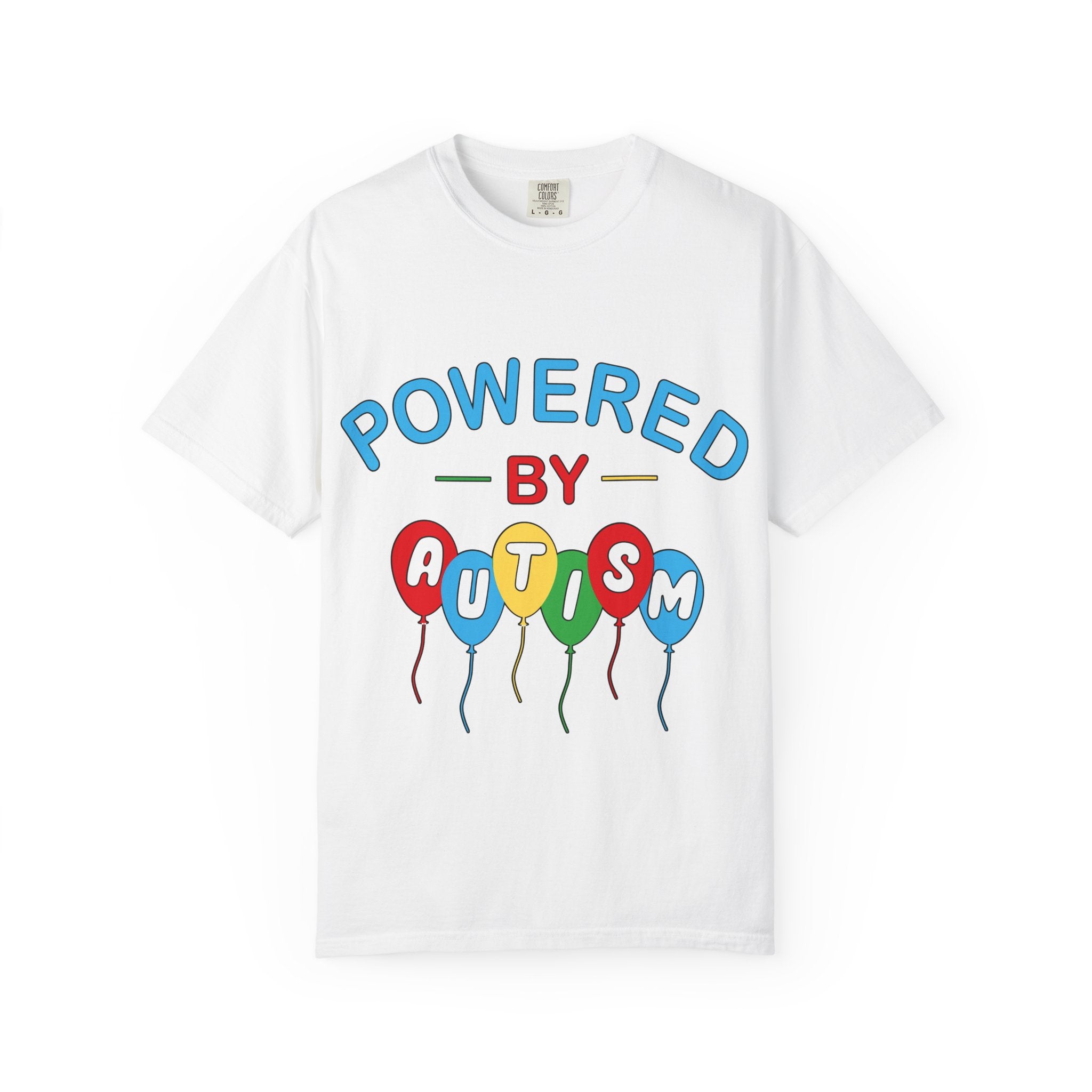 Powered by Autism T-Shirt — Autism Awareness Balloon Graphic Tee