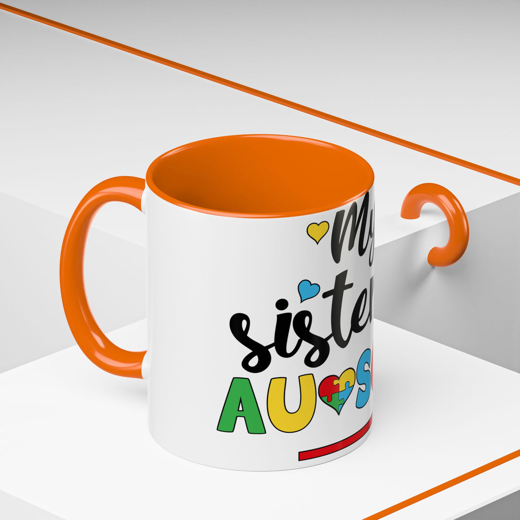 My Sister Is Awesome Coffee Mug — Colorful Heart & Arrow Accent Mug (11/15oz)