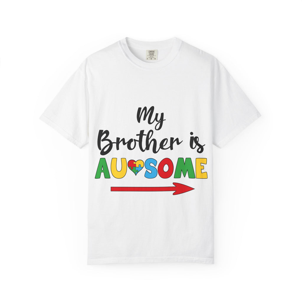 T-Shirt — "My Brother is Awesome" Autism Puzzle Heart Arrow Kids Sibling Tee