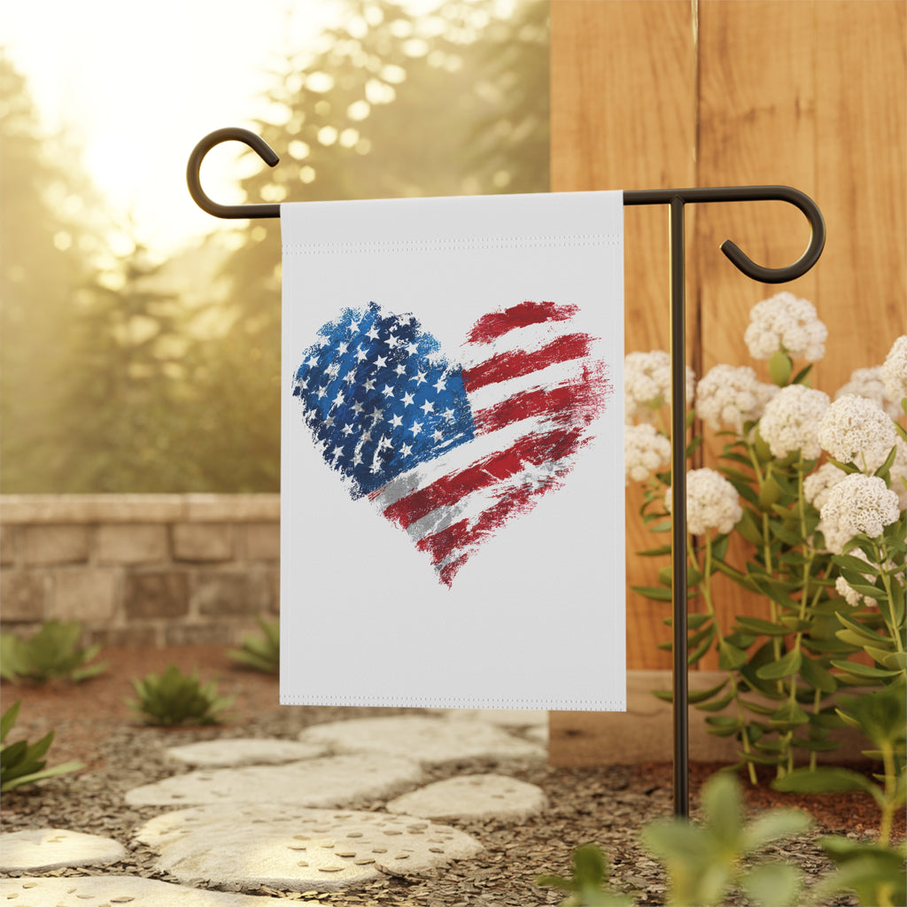 American Flag Heart Garden Banner