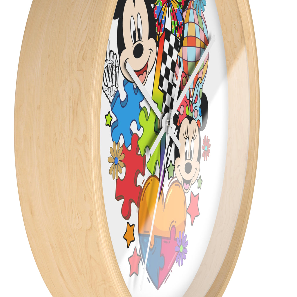 Colorful Cartoon Character Puzzle Heart Wall Clock