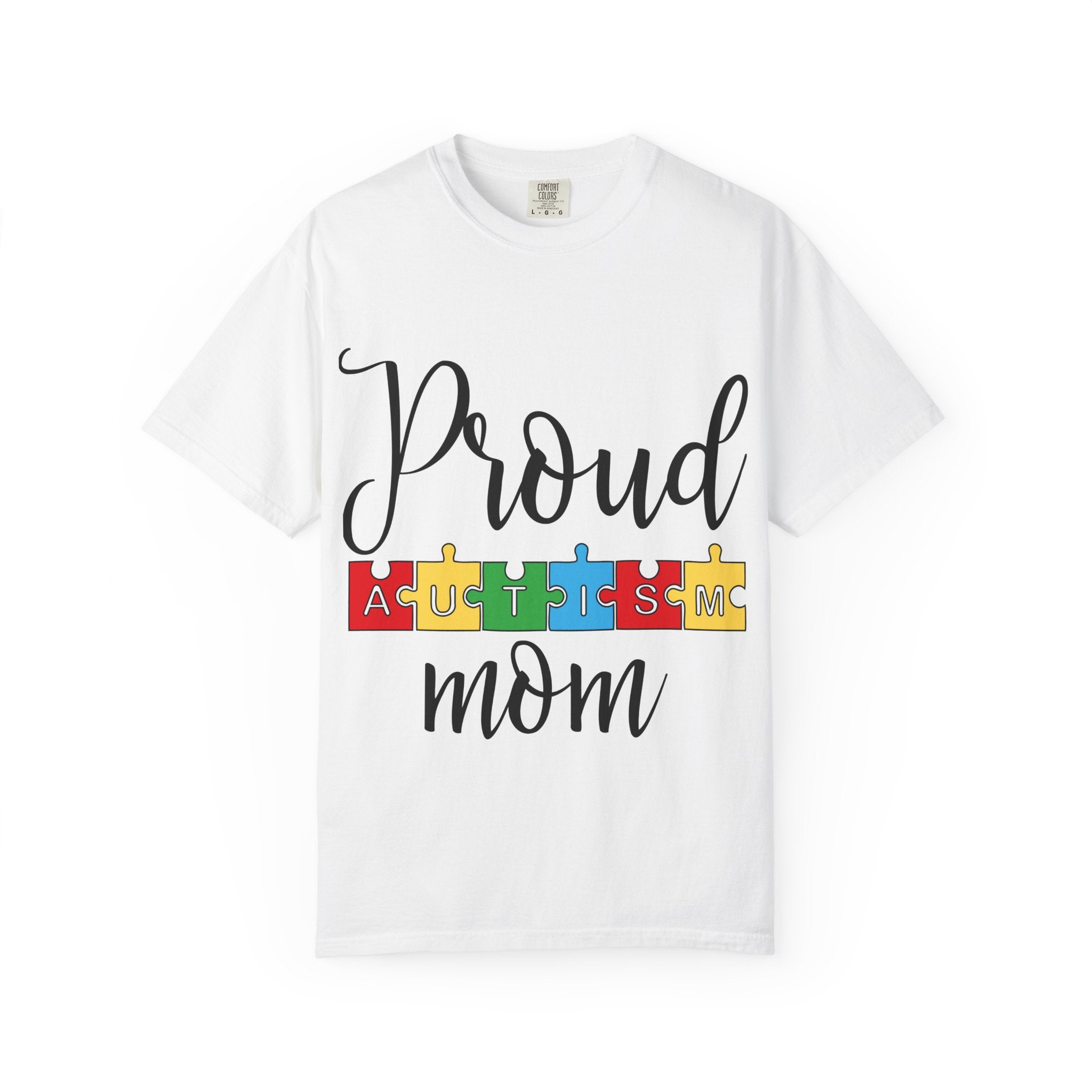 Proud Autism Mom T-Shirt — Colorful Puzzle Piece Awareness Tee