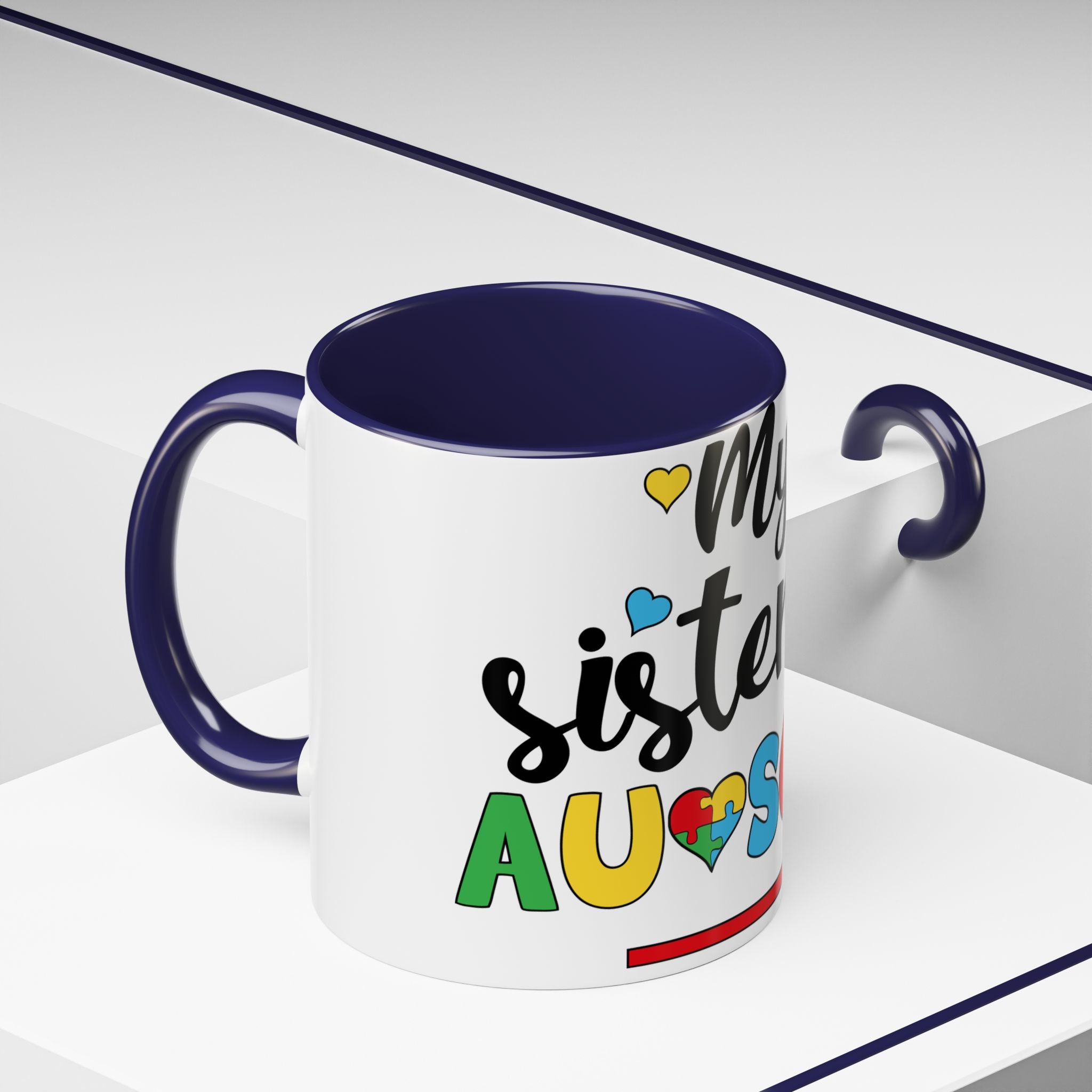 My Sister Is Awesome Coffee Mug — Colorful Heart & Arrow Accent Mug (11/15oz)
